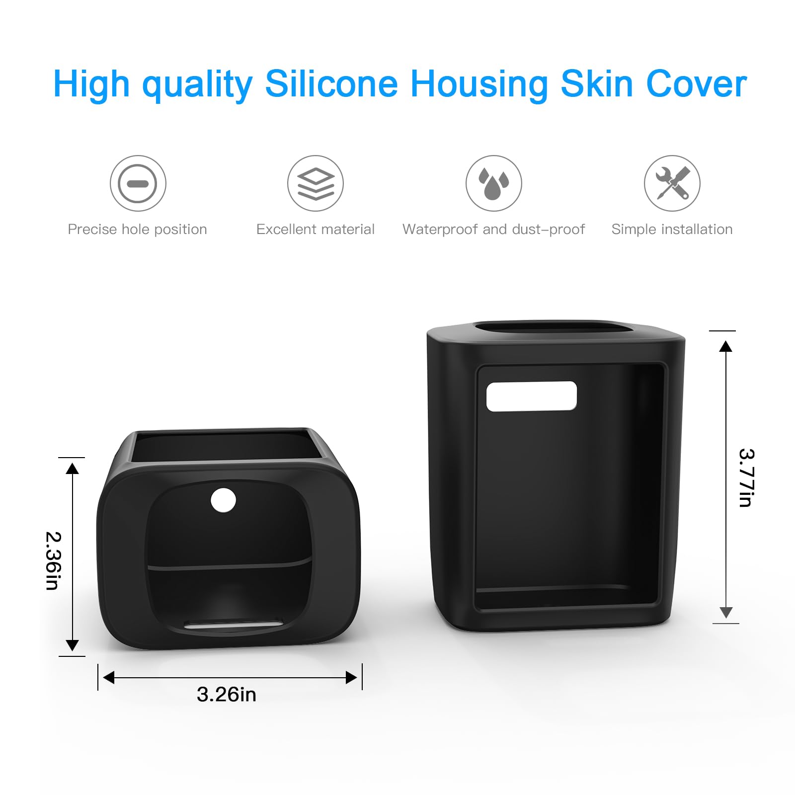 Lot de 2 coques de protection en silicone pour eufy Security SoloCam S220 - Résistantes aux intempéries - Souple et durable - Pour Eufy SoloCam S220 - Étanche - Noir