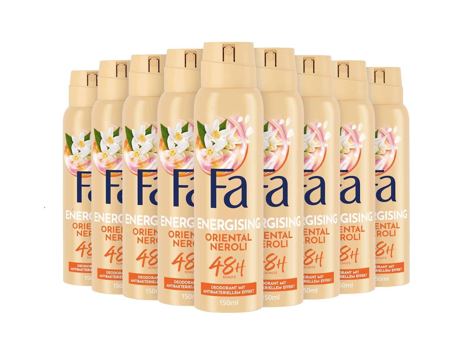 Fa Deospray Oriental Moments (12x 150 ml), Deo mit dem zarten Duft von Wüstenrose & Sandelholz, ohne Aluminium für bis zu 48 h Schutz, hinterlässt keine Rückstände auf der Kleidung