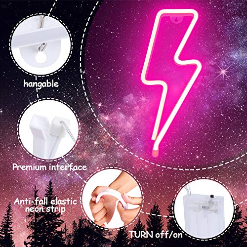 image for XIYUNTE Neon Sign Lightning Bolt Neon Light Sign for Wall Decor, USB o