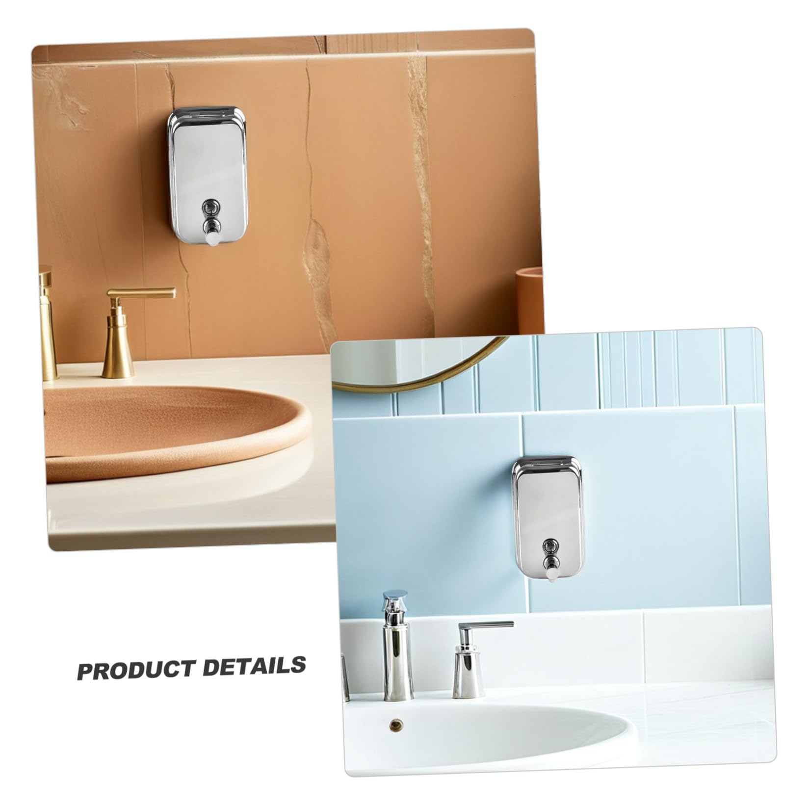 Dispenser di Sapone da Muro Bagno in Acciaio Inossidabile 500ml, Stile Elegante e Semplice, Erogazione Manuale a Pressione per Uso Pratico in Bagno