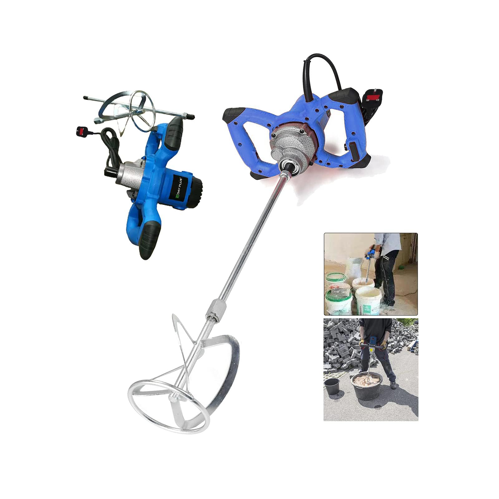 2600W Electric Mortar Mixer Paddle Cement Plaster Paint Stirrer 6 Speed, Soft Start, for Paint, Plaster, Cement, Concrete and Mortar