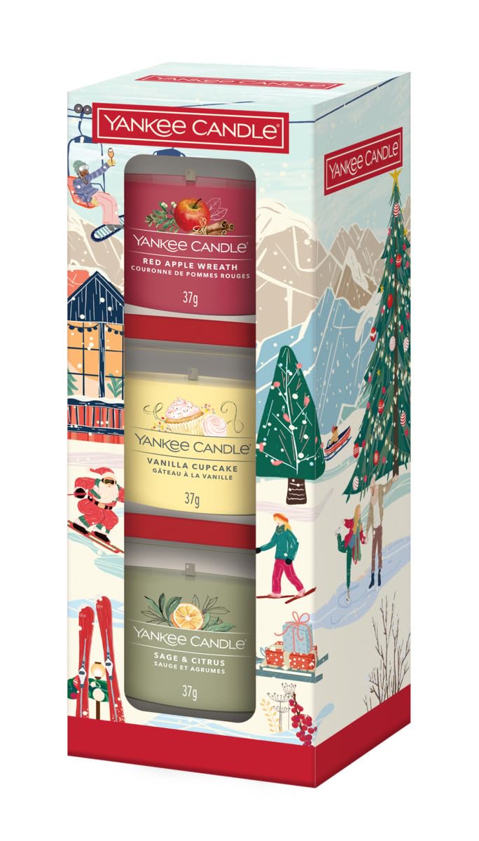 Yankee Candle Coffret cadeau 3 mini bougies Fêtes de fin d'année - Contenu : 3 mini bougies votives