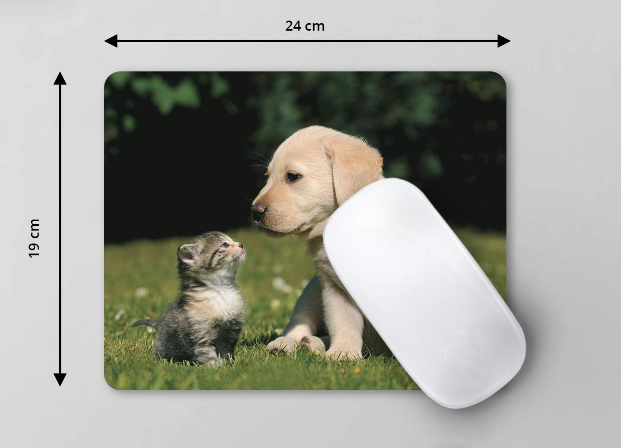 Image secondaire de CHAT ET CHIEN Tapis de souris (24 x 19 cm) en caoutchouc spécial extrêmement résistant à la déchirure avec une face inférieure f