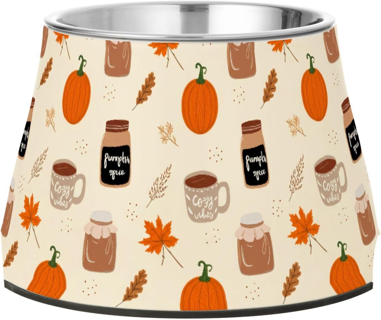 Coffee Maple Leaves Pumpkin Wheat Pet Bowl Elevated Dog Bowls with Stainless Steel, Raised Dog Bowl for Comfortable Feeding and Easy Cleaning, for Pets.23300322