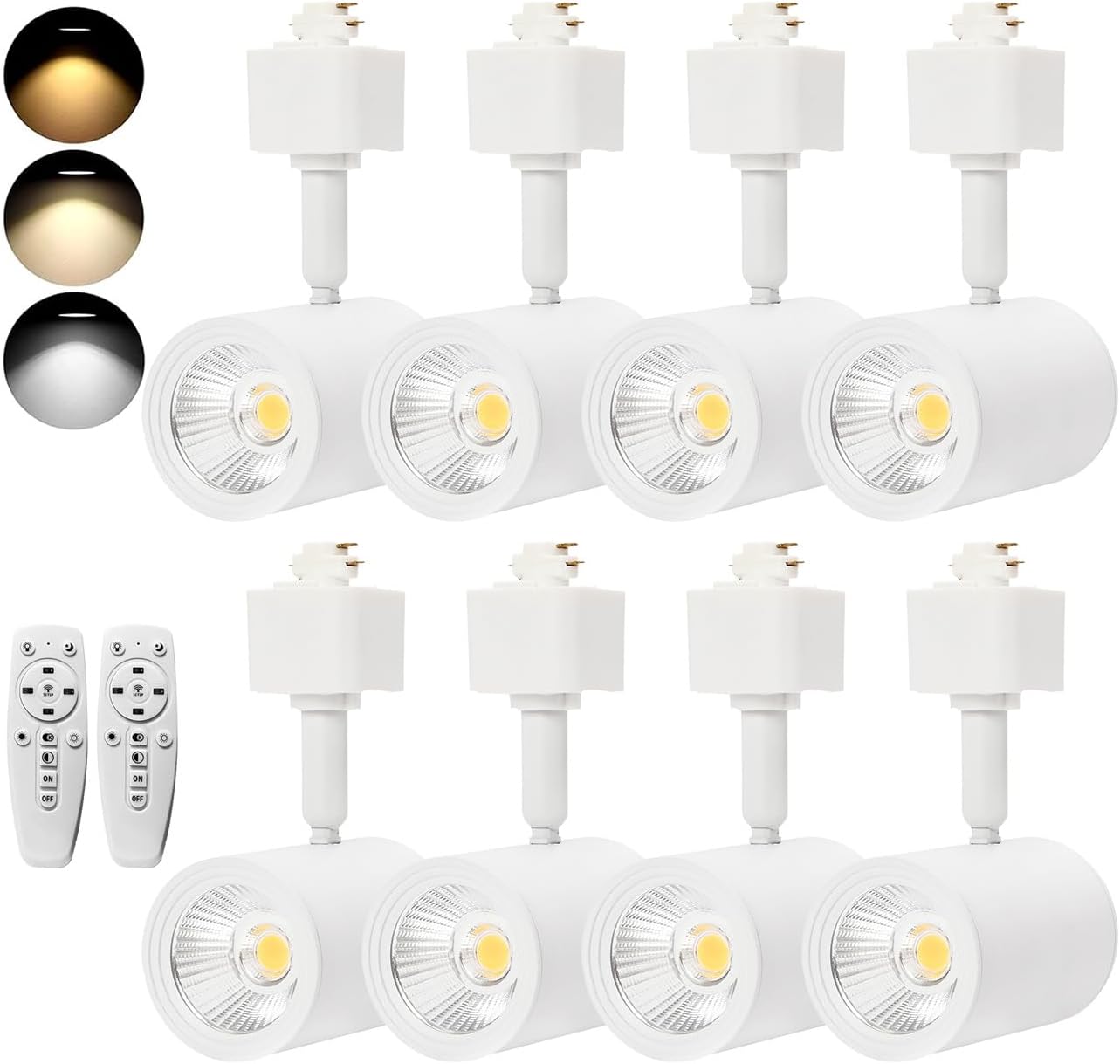 Lmaadri 12W Track Lighting Heads, LED Dimmable H Type Track Lighting fixtures,3-Color Selectable 3000K-4000K-6000K for Kitchen Accent, Art Exhibition Lighting, Flicker Free CRI90+ (White 8 Pack)