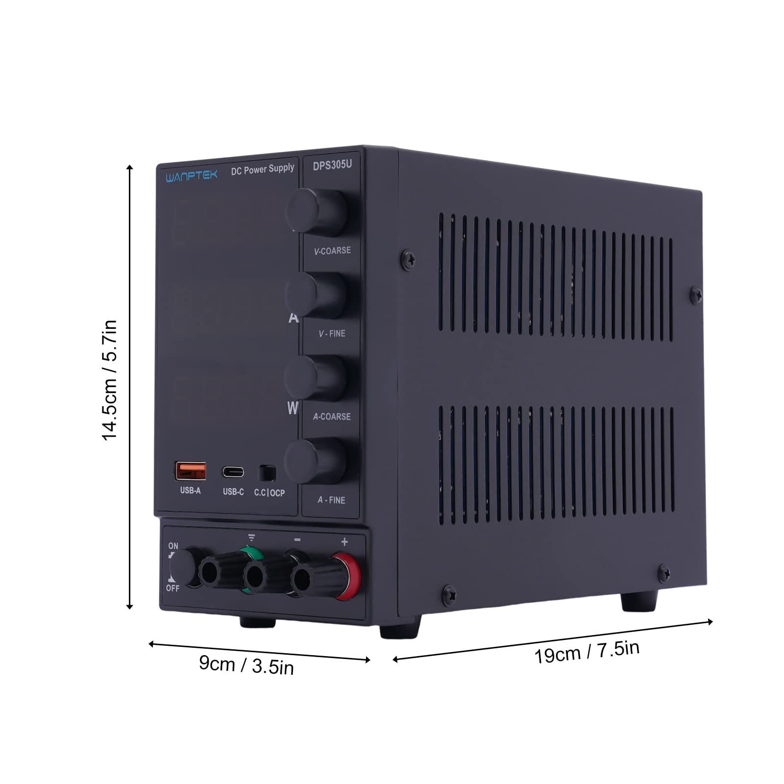 Fuente de alimentación de laboratorio (30 V, 5 A, regulable), con función de carga rápida USB, DC Power Supply