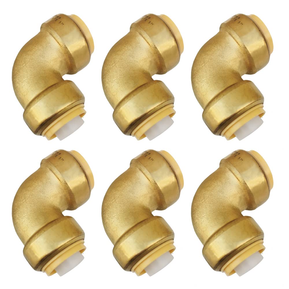 PushFit Elbow 90-Degree -PEX Fitting 90 Degree Elbow Push-to-Connect Plumbing Fitting for Copper, PEX, CPVC (6, 1")