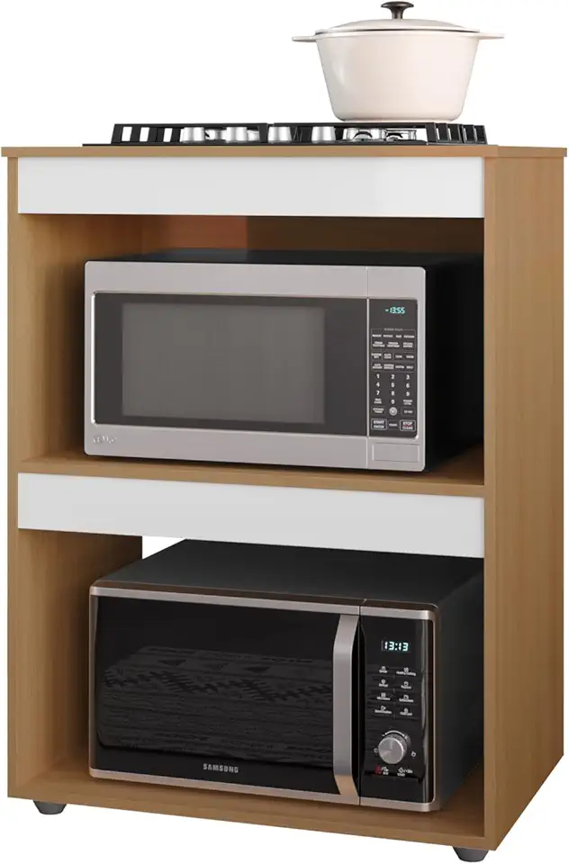 Balcão de Cozinha para Cooktop 4 e 5 bocas 80 cm Amendoa com Branco