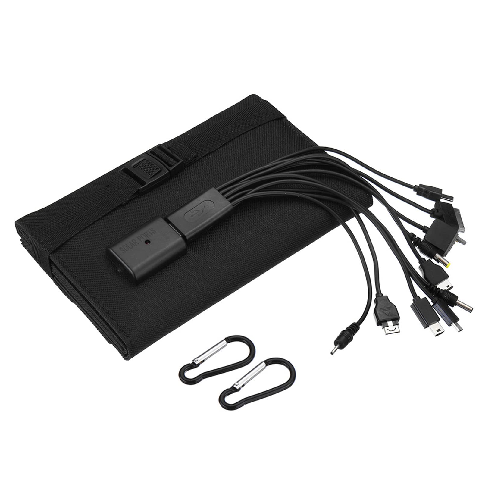 Caricabatterie Solare Esterno, Caricabatterie Solare 20W, Borsa Pieghevole Solare 4 ad Alto Tasso di Conversione con Uscita USB Caricatore da Viaggio Pieghevole Impermeabile da Campeggio,Nero,1pz