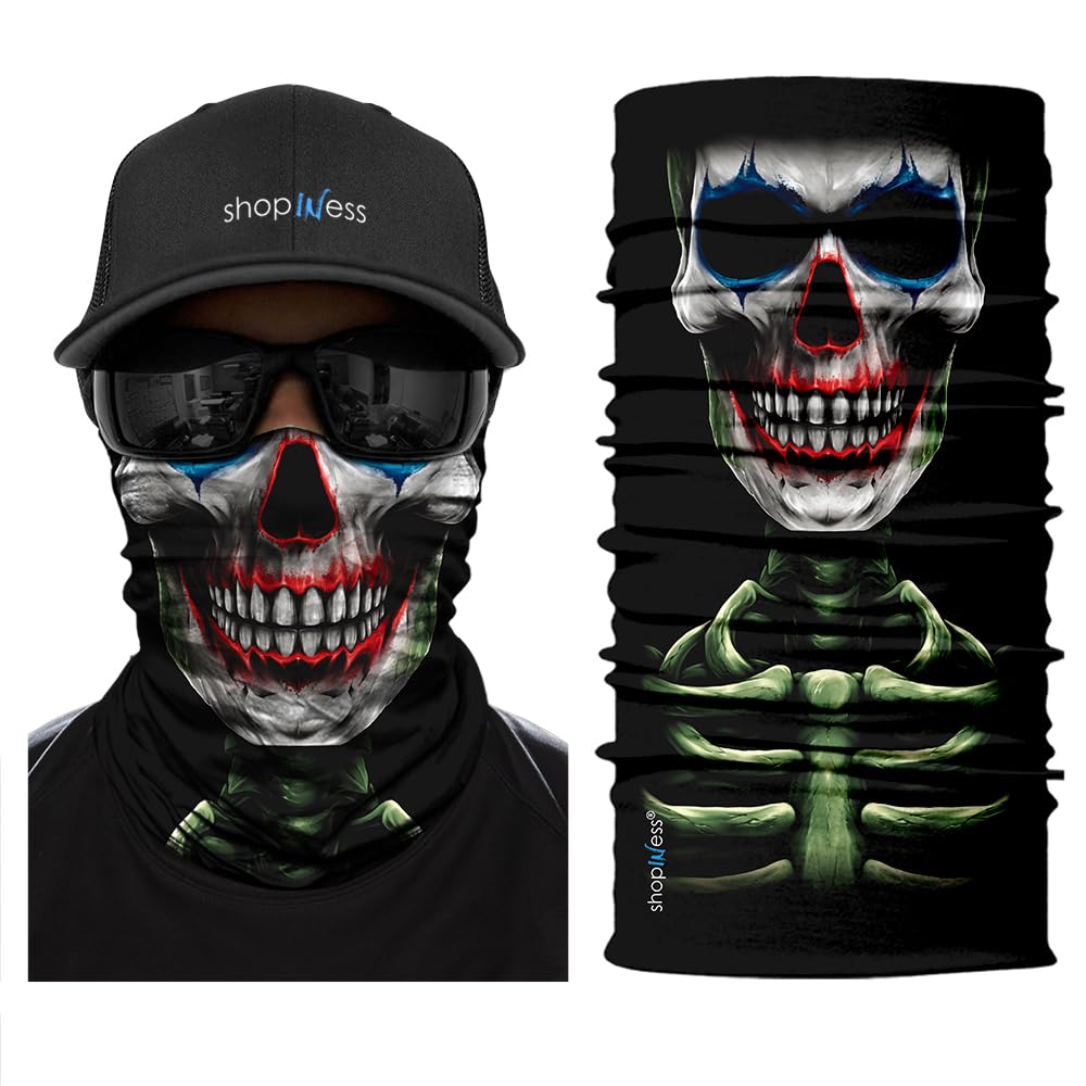 ShopINess Schlauchschal Totenkopf Multifunktion – Unisex Röhrenschal/Bandana für Motorrad, Sport & Outdoor | Atmungsaktiv, schnelltrocknend, UV-Schutz UPF 40+ | Halloween & Karneval