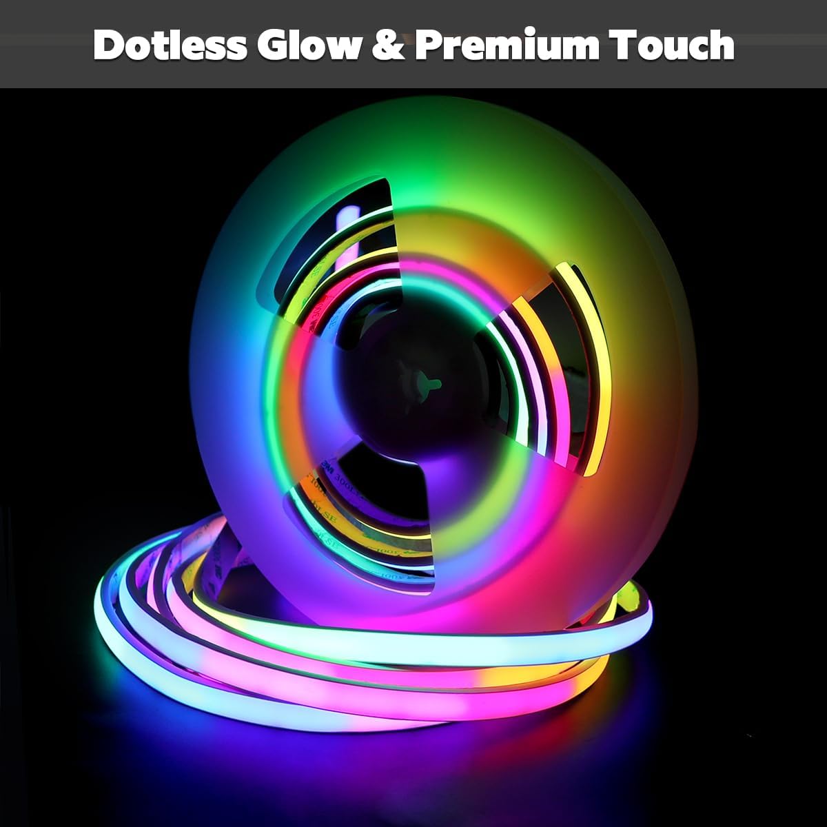 Waterproof Programmable RGB Color-Changing Neon LED Strip Light, DC24V 16.4Ft Soft Touch Flexible WS2811 Addressable COB Silicone Rope Light for Indoor & Outdoor Use