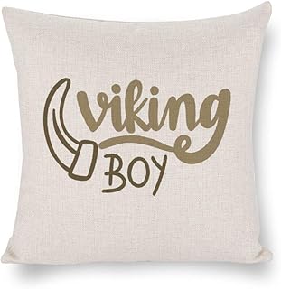 Funda de cojín Viking Boy de Ninguna marca, funda de almohada de lino rústico decorativa para silla, habitación, sofá, coche, decoración del hogar, regalo de inauguración de la casa, 45,7 x 45,7 cm