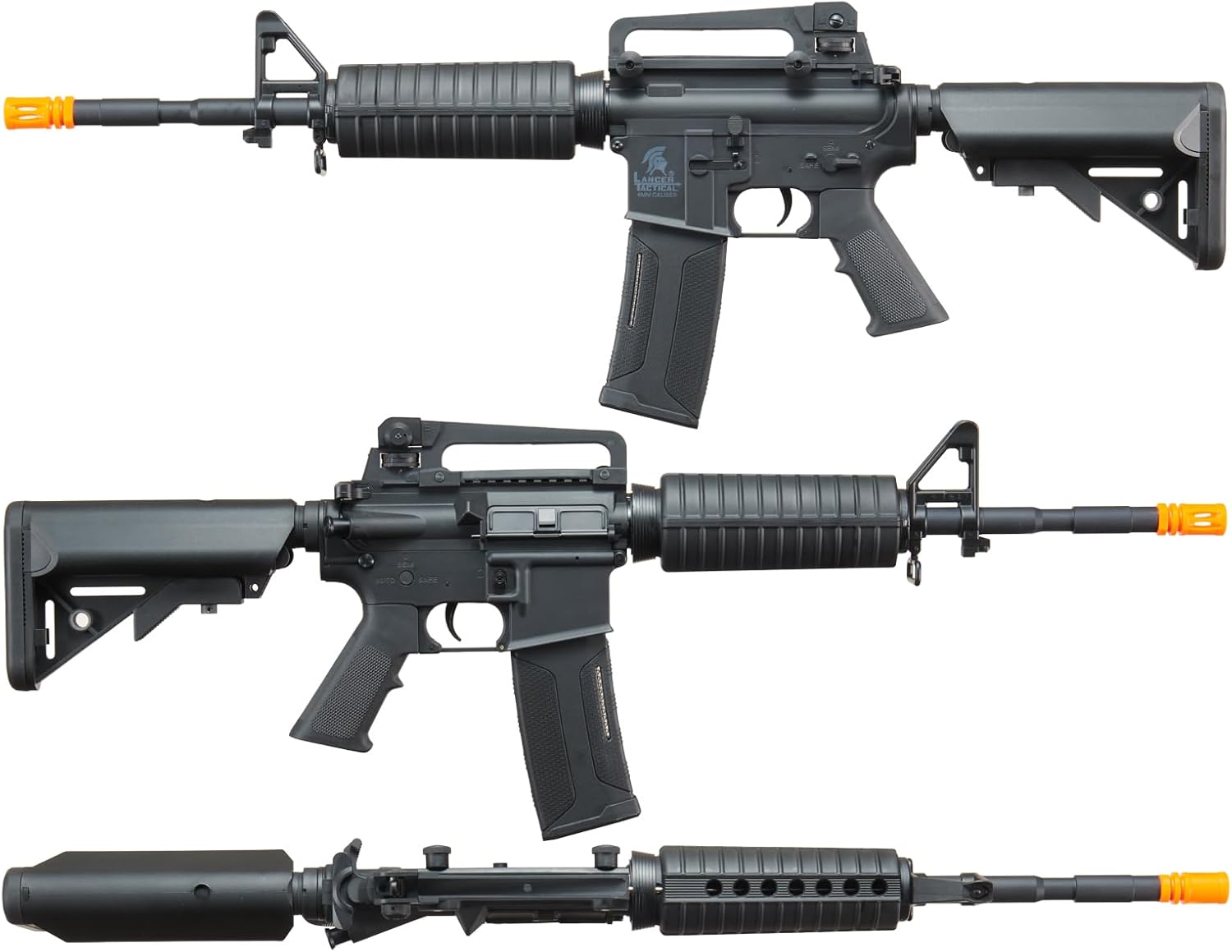 Lancer Tactical Gen 2 Airsoft M4A1 Carbine Polymer AEG Gun w/9.6v Nimh 1600 mAh Battery, Charger, 1000 Rounds 0.20g BBS Included (Black/Tan)