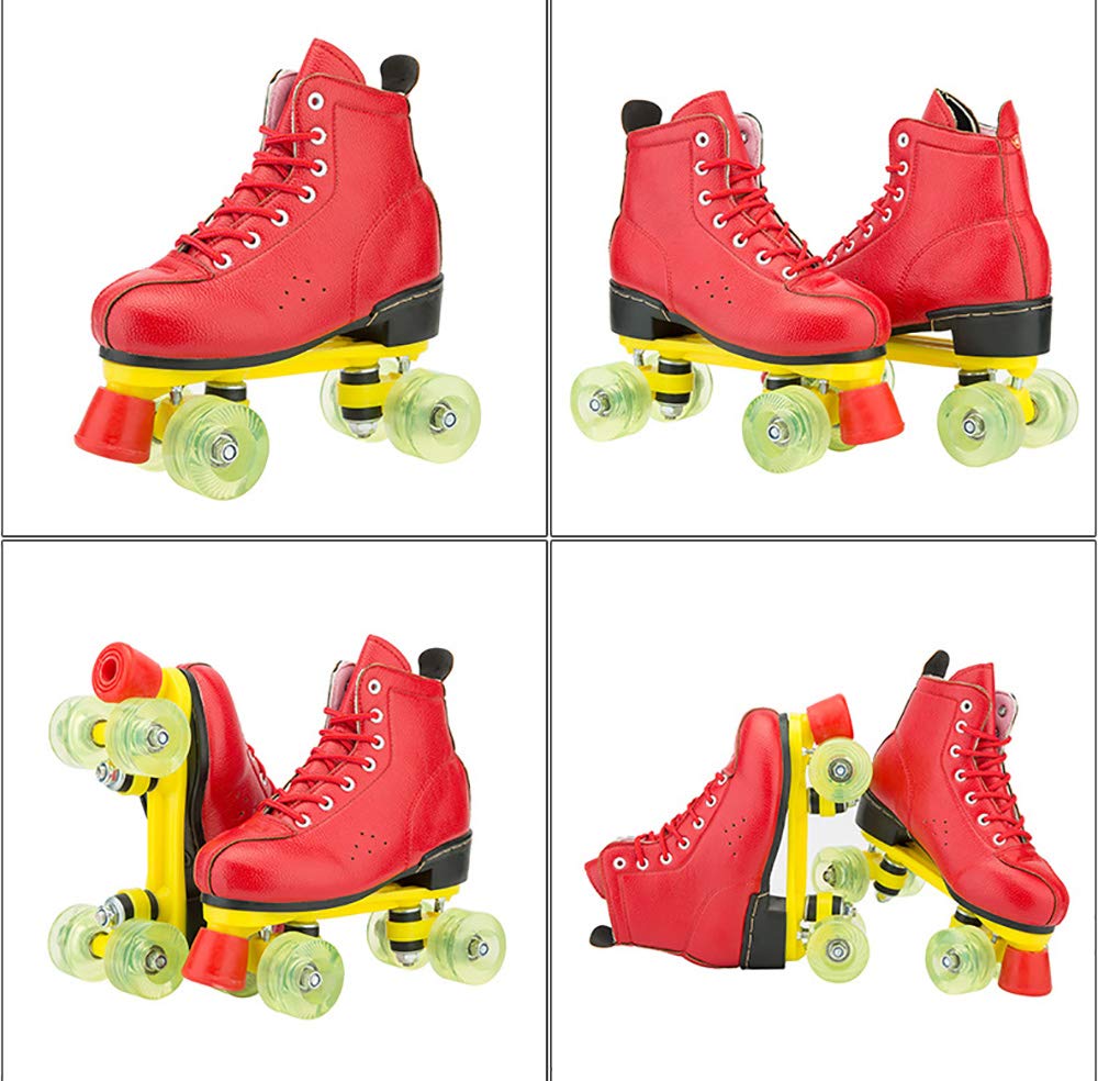 Dubbelrijige quad rolschaatsen, Jongens en meisjes quad parkour schoenen, LED oplichten katrolschaatsen, Buitensporten Kick Rollershoes, Wheel Shoes Roller Sneakers Shoes