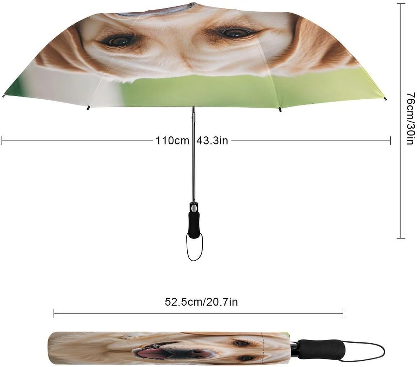 Cute Labrador Dog Golf Umbrellas-2 Fold Automatic,Windproof Umbrella with Portable,Strong,Folding Umbrella for Women Men