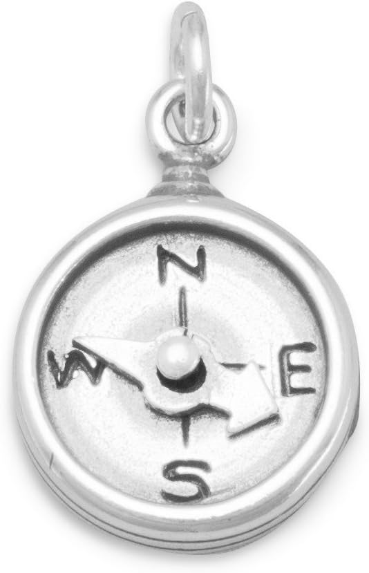 LND .925 Sterling Silver Oxidized Compass Charm