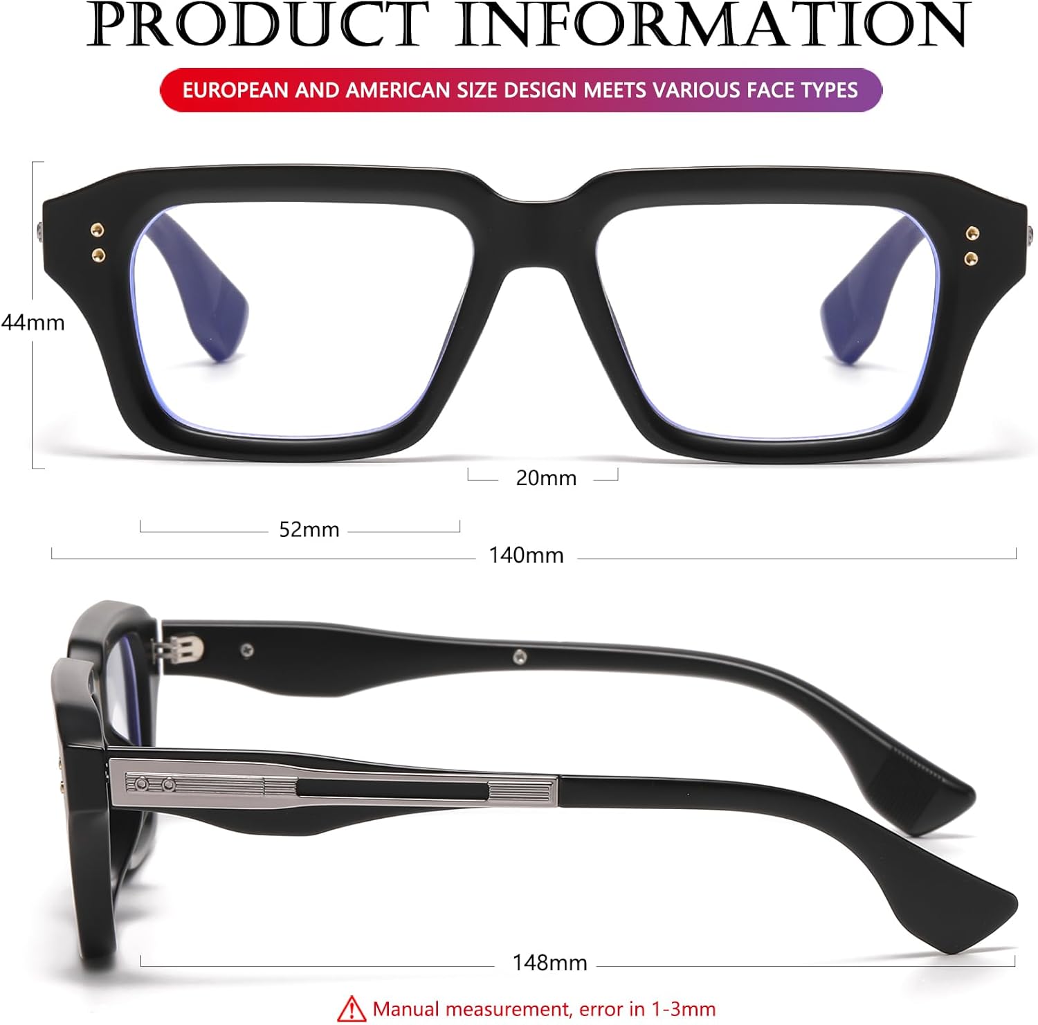 AIEYEZO Fashion Square Blue Light Glasses for Men Women Retro Thick Frame Blue Light Blocking Computer Glasses - Image 6