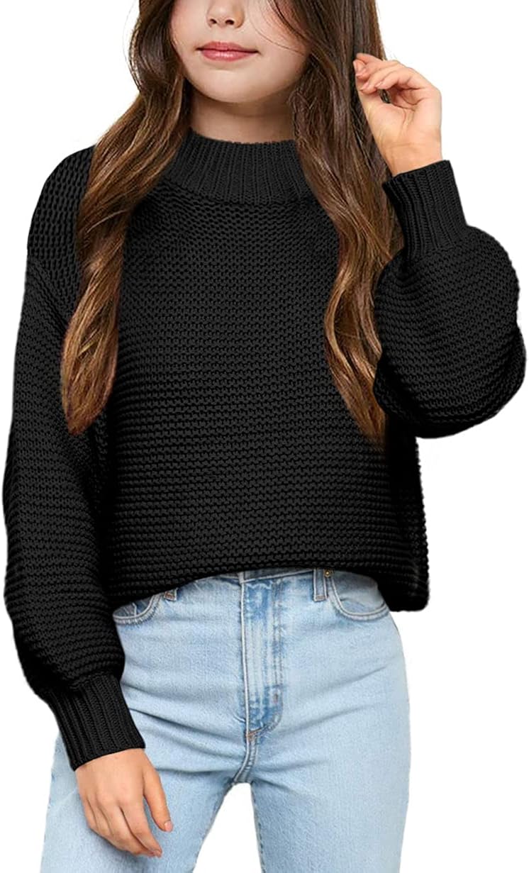 Imily Bela Girls Mock Neck Pullover Sweaters Casual Long Sleeve Knit Jumper Tops: Clothing, Shoes & Jewelry