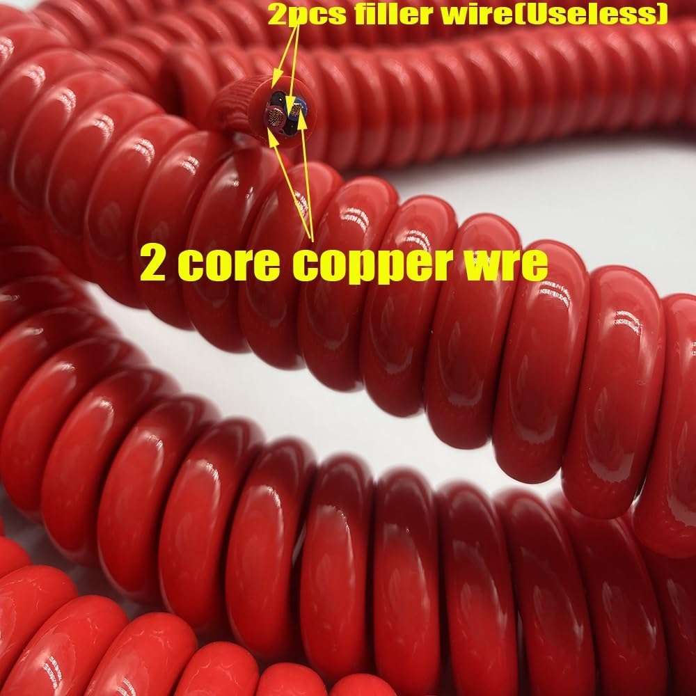 Stretch Feder Spirale Kabel Cord, 2-adriges 1,5-mm-Quadrat-Spiralkabel, 1,5 mm2, rotes Kabel, Kupferfeder, Netzkabel, einziehbare Spule(Stretch 6 Meters 2 core 1.5mm2)