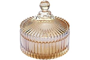 Vintage Amber Glass Candy Dish with Lid