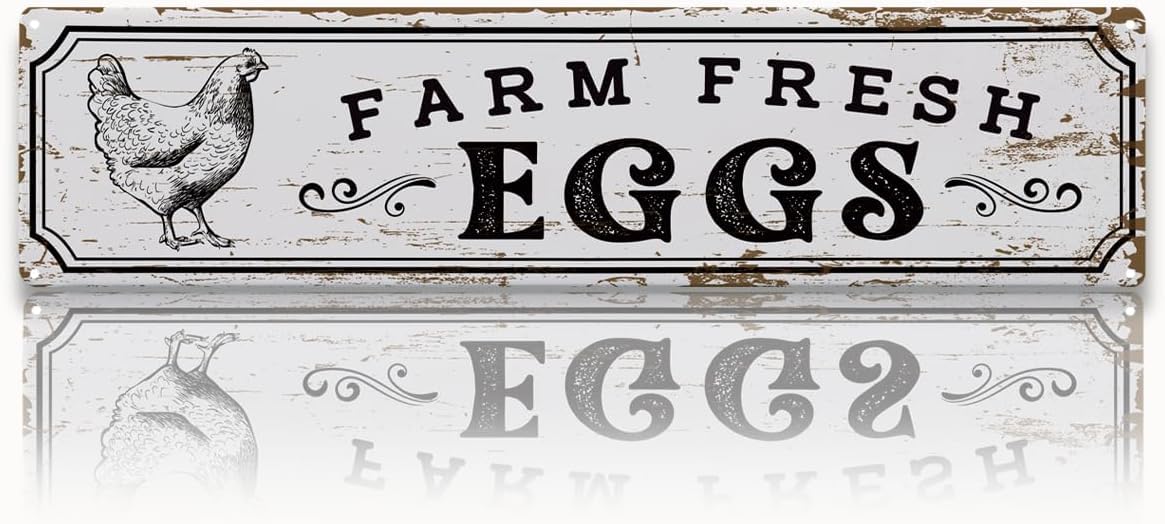 Duetom Rustic Farmhouse Style Chicken Coop Sign, Metal Outdoor Chicken House Signs, Farm Fresh Eggs Signs, Retro Metal Tin Sign, Farmhouse Decor, Backyard Hen House Gift 4x16 Inch