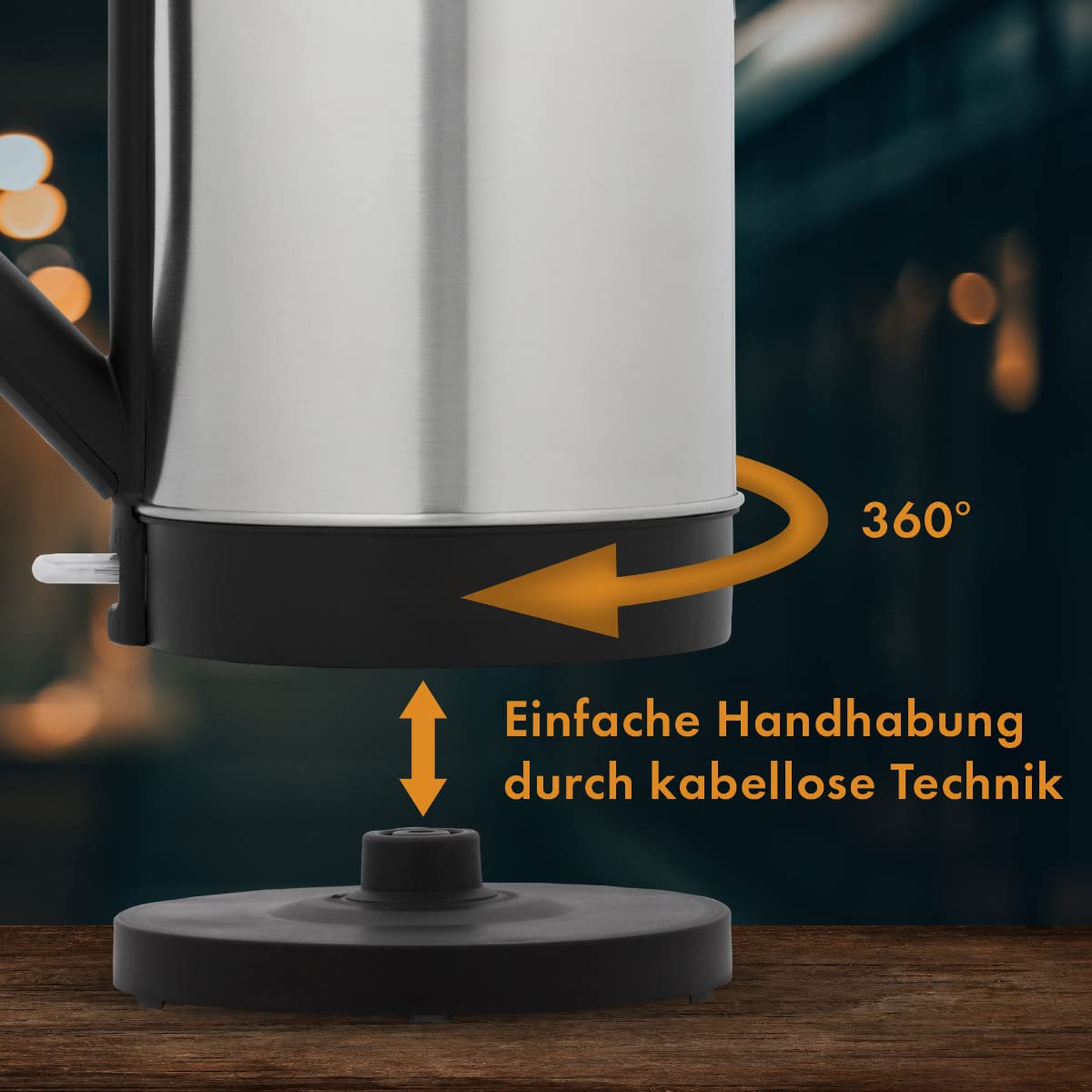 Bollitore elettrico - Bollitore elettrico - Bollitore in acciaio - Bollitore Bomann WKS 3002 CB 1,5 litri acciaio inox/nero - 2200 Watt - sistema di spegnimento automatico