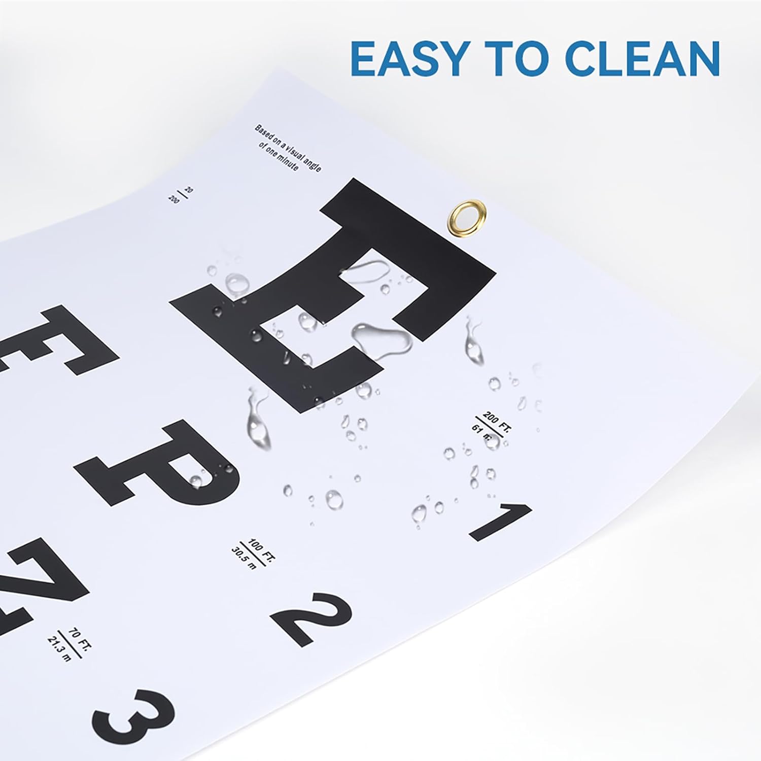 Snellen Eye Chart with Fixing Sticker 11x22 in Eye Charts for Eye ExamsIdeal for Doctor's OfficeSchool, Home with Eye occluder and Pointer 4 Fixation Patches