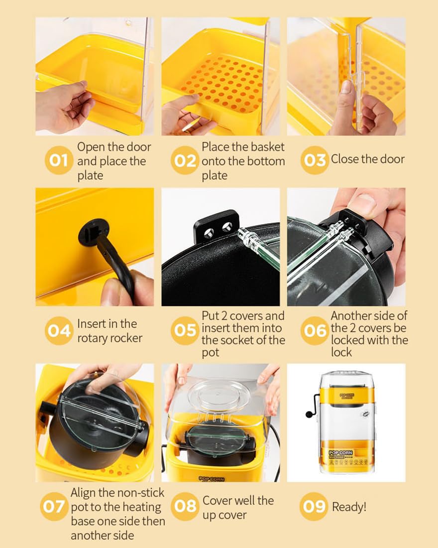Macchina per popcorn, Macchina per popcorn, Macchina per popcorn ad aria calda, Popping Qucik da 2 minuti, per spuntini senza grassi, sani e senza olio, per bambini, Serate cinematografiche 350 W