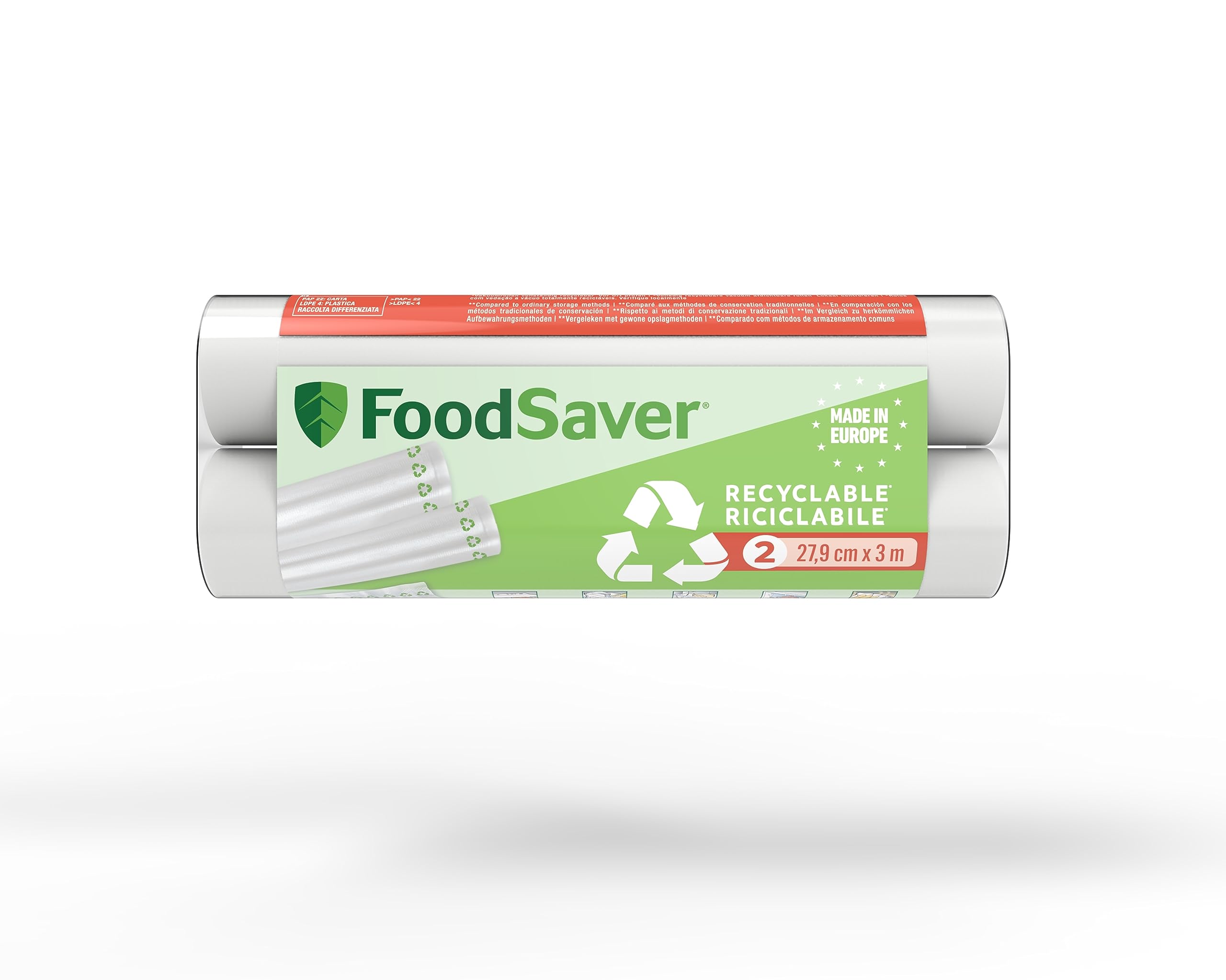 FOODSAVER 2 Rotoli Riciclabili 28 Cm X 3m-trasparente