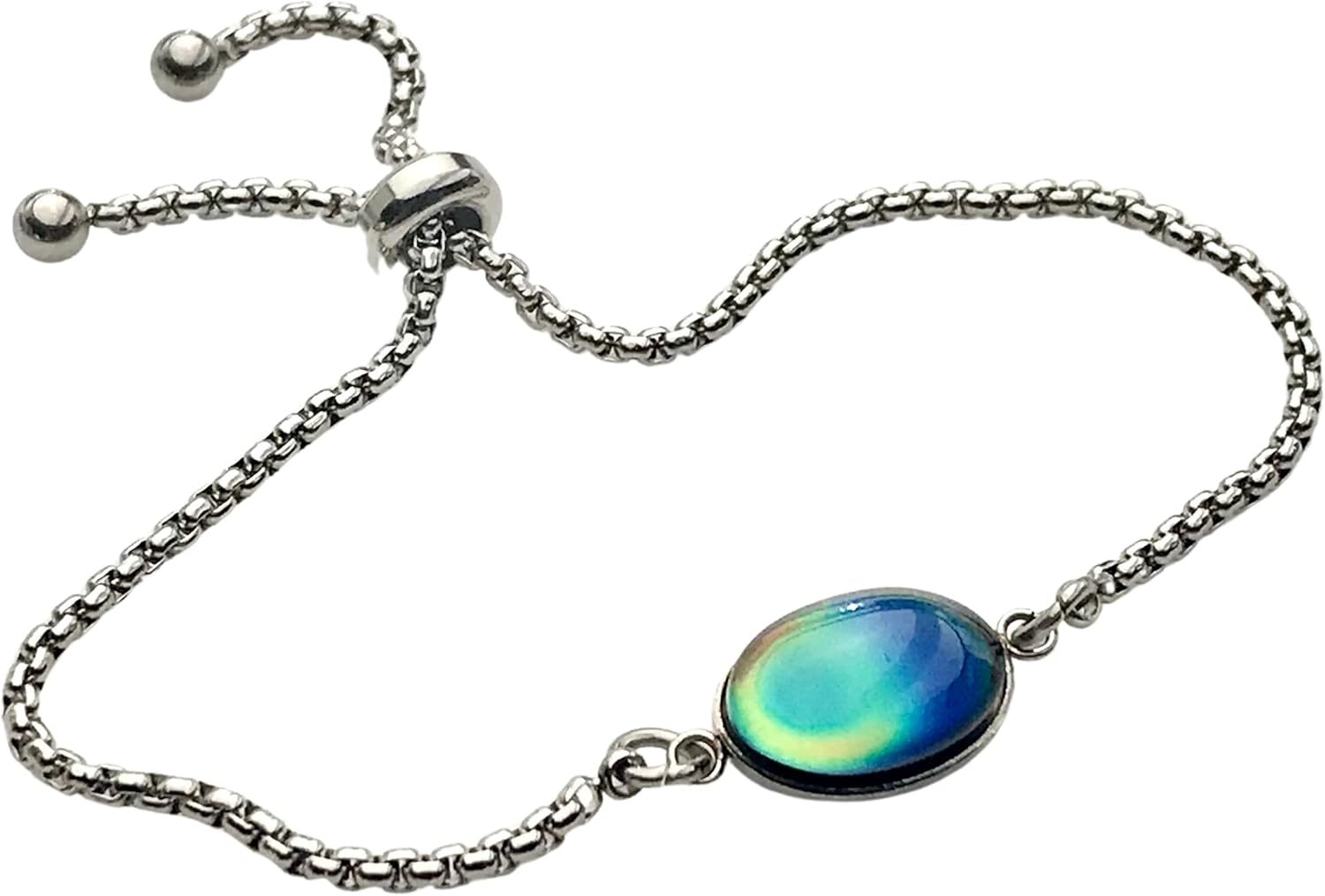 Mood Bracelet Oval Shaped Color Changing Silver Adjustable Bangle