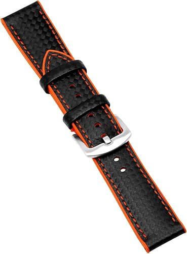 Vista 3 de SINAIKE SiliconeWatchBand20mm22mmCarbonFiberLightweightRubberWatchBandsforMenWomenTaperedStrapMetalBuckle