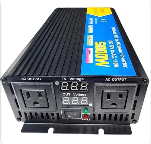 Image of 5000W Power Inverter Pure Sine Wave, 12V to 110-120 Volts, Dual AC Outlets, Hardwire Kit Including for Car Truck RV Outdoor, Camping, Boat, Home,Office Solar System(12, Volts) (5000W)