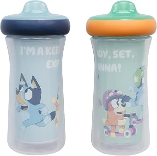 Bluey Insulated Sippy Cups by The First Years - Spill-Proof 9oz Toddler Cups, Dishwasher Safe, 2 Pack for 12m+