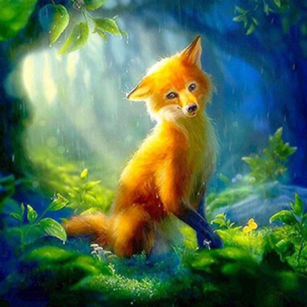 Broderie diamant renard forêt kit complet 50x50 cm strass carrés