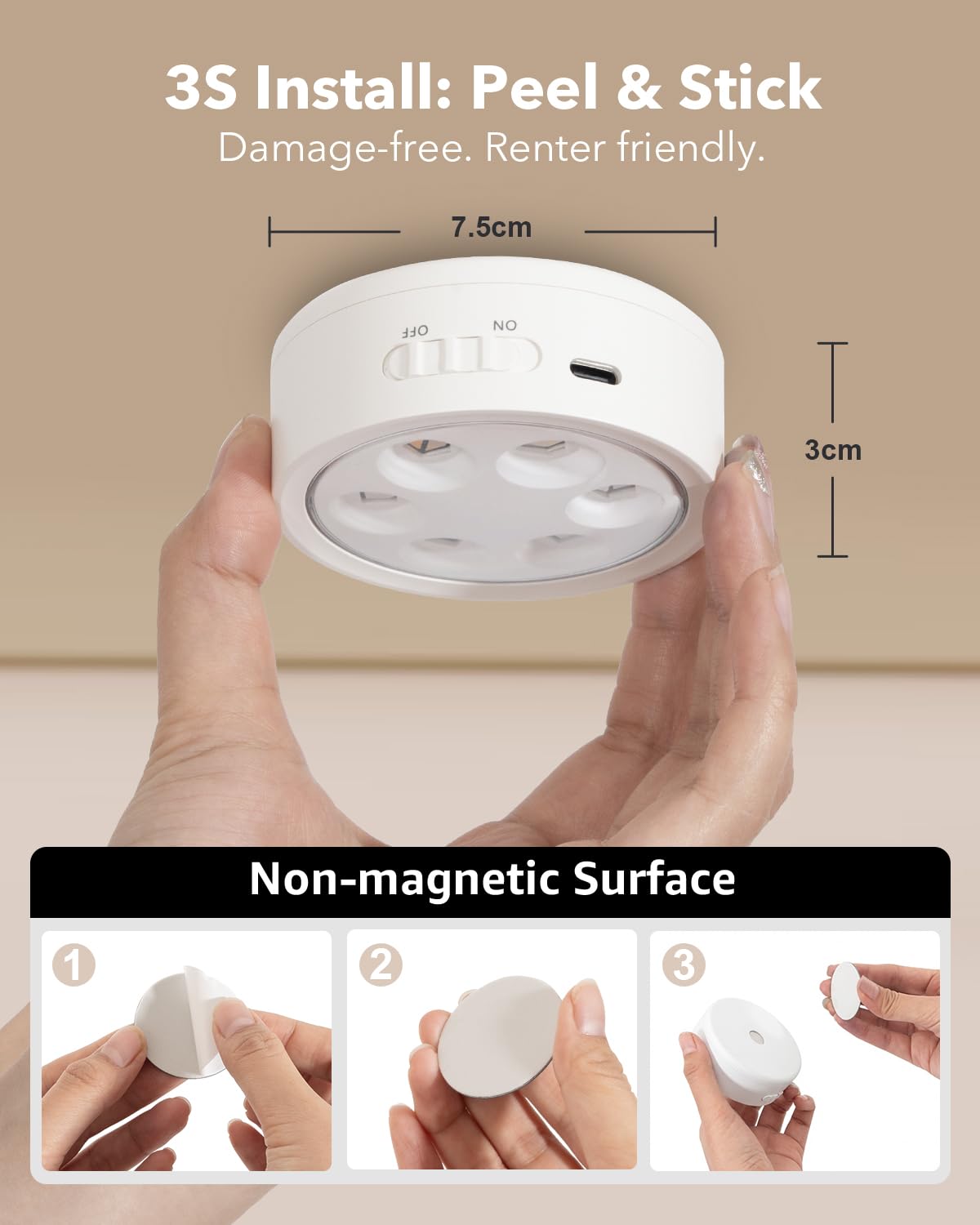 Spot LED Rechargeable USB avec Télécommande 2400mAh RGB Éclairage Vitrine Sans Fil Lampe Placard Adhesive