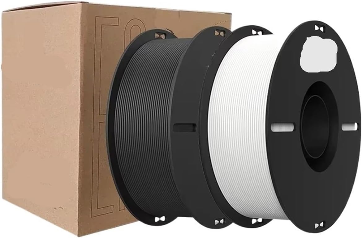 PLA Filament 1.75mm PLA 3D Printer Filament 2kg White and Black Ender-Value Pack 2 Spools Pack Fit Most FDM Printer