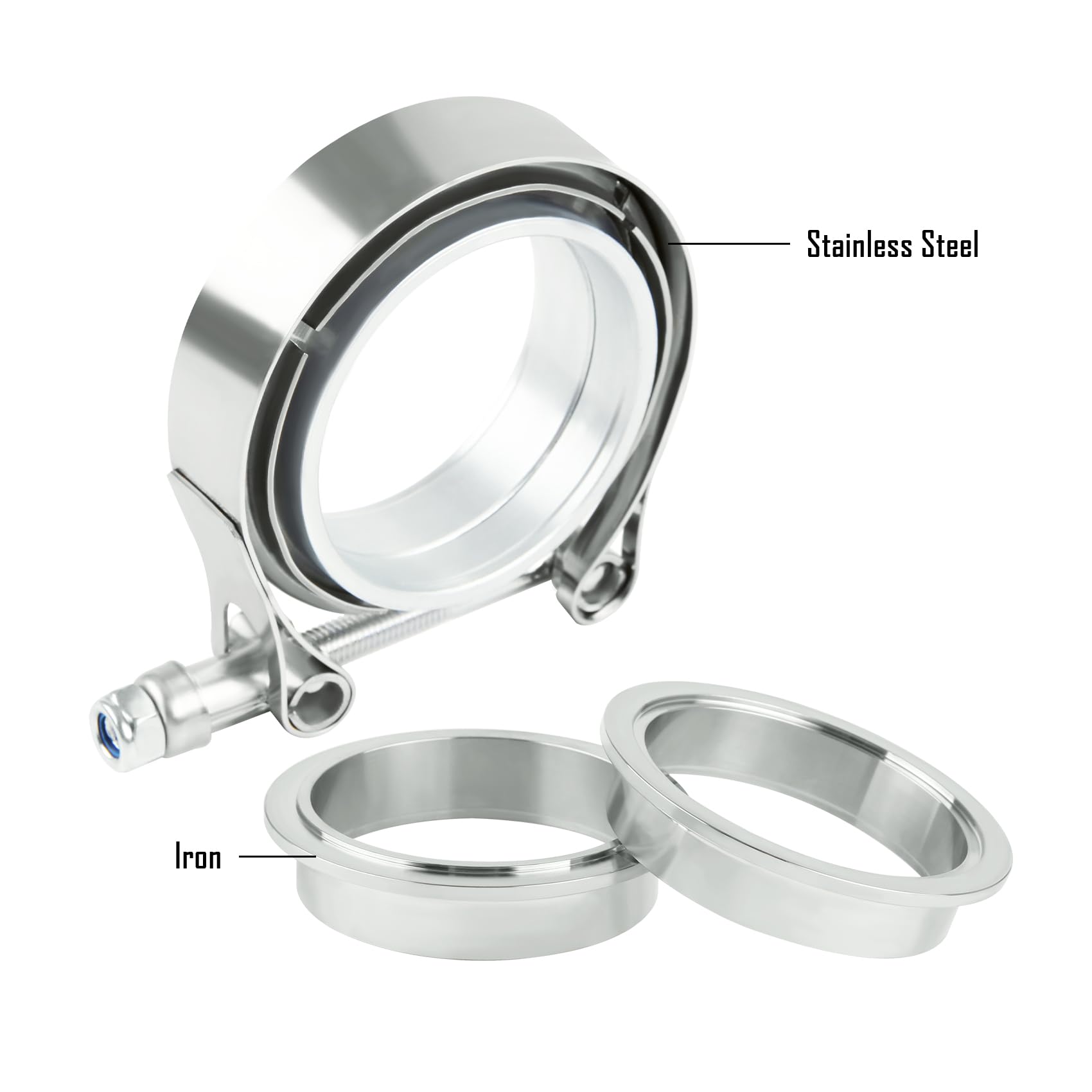 Universal Exhaust Flange, V-Shaped Clamp, V-Band Clamp 3 Inch V Turbo Exhaust Kit For Ss304 3 1 X Exhaust Flange Silver