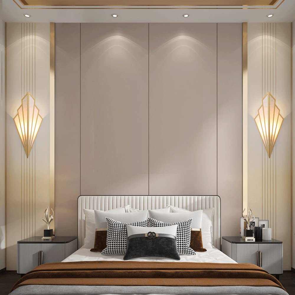 Apliques de pared Art Deco para interiores Lámpara de montaje en pared en forma de abanico, pantalla de lino antiguo Lámpara de pared con enchufe E14 Accesorio de iluminación para sala de estar Dormit
