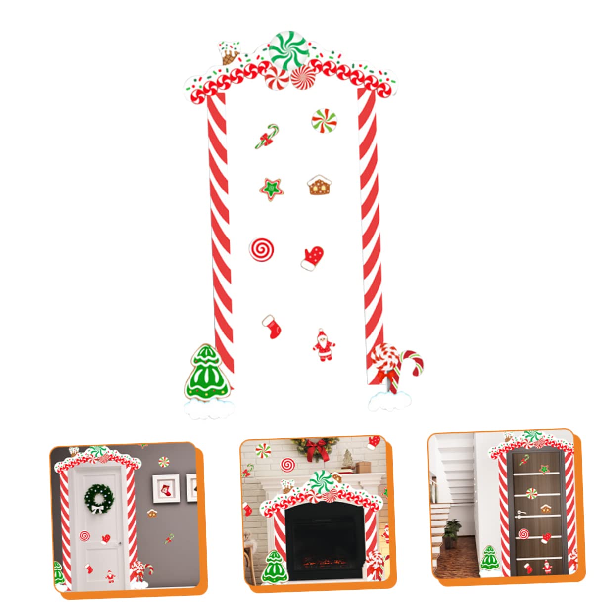 PRETYZOOM 4 Set Adesivi Natalizi Per Telaio Della Porta Muro Di Natale Decorazione Natalizia La Finestra Di Natale Aggrappa Ornamento Di Pan Di Home Decor Rosso Carta Rivestita