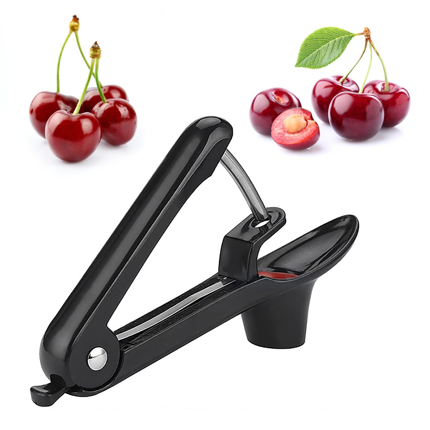Dénoyauteur de Cerises,Dénoyauteur Manuel Pour Enlever les Noyaux des Cerises,Olives,Prunes,etc(Noir,20cm)