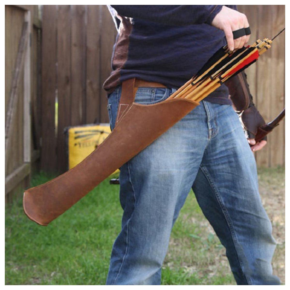 HLGQMedieval PU Leather Arrow Holster Hip Quiver Celtic Viking Knight Hunter Horseback Nomad Hunting Archery Accessory,Brown