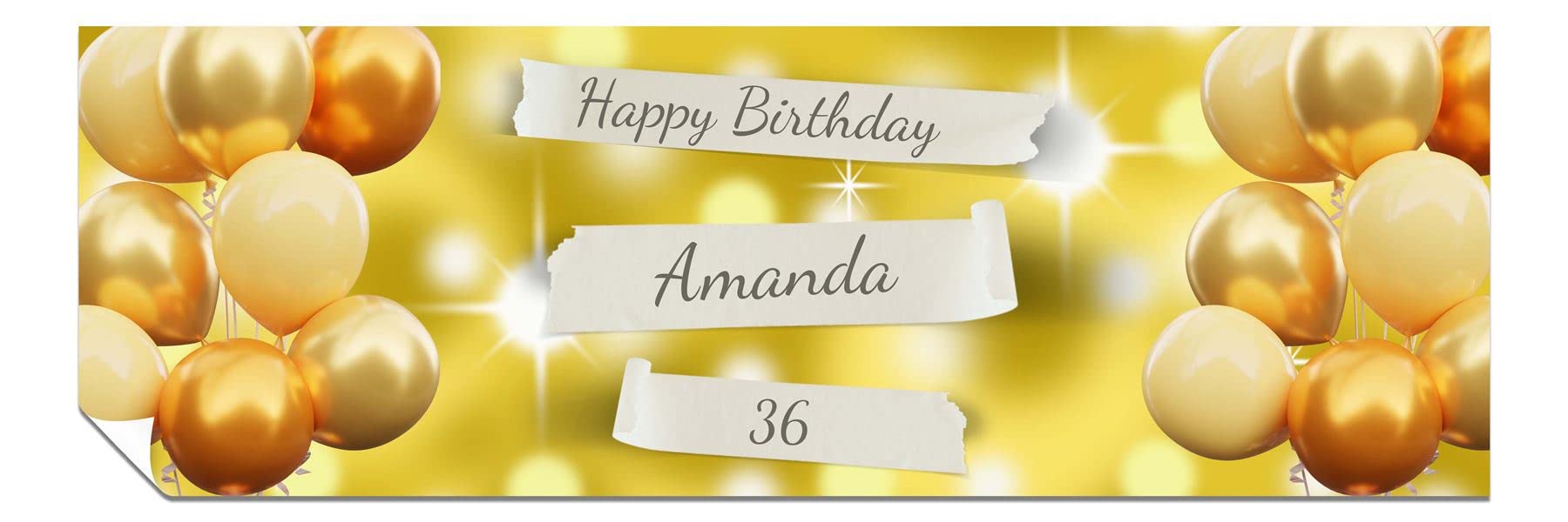 Personalised Birthday Banners - Happy Birthday Banners for Men & Women - HD Printed Banner Decorations for Him or Her - Party Wall Happy Birthday Banner Gold & Sparkles 1 x 6ft Large Banner