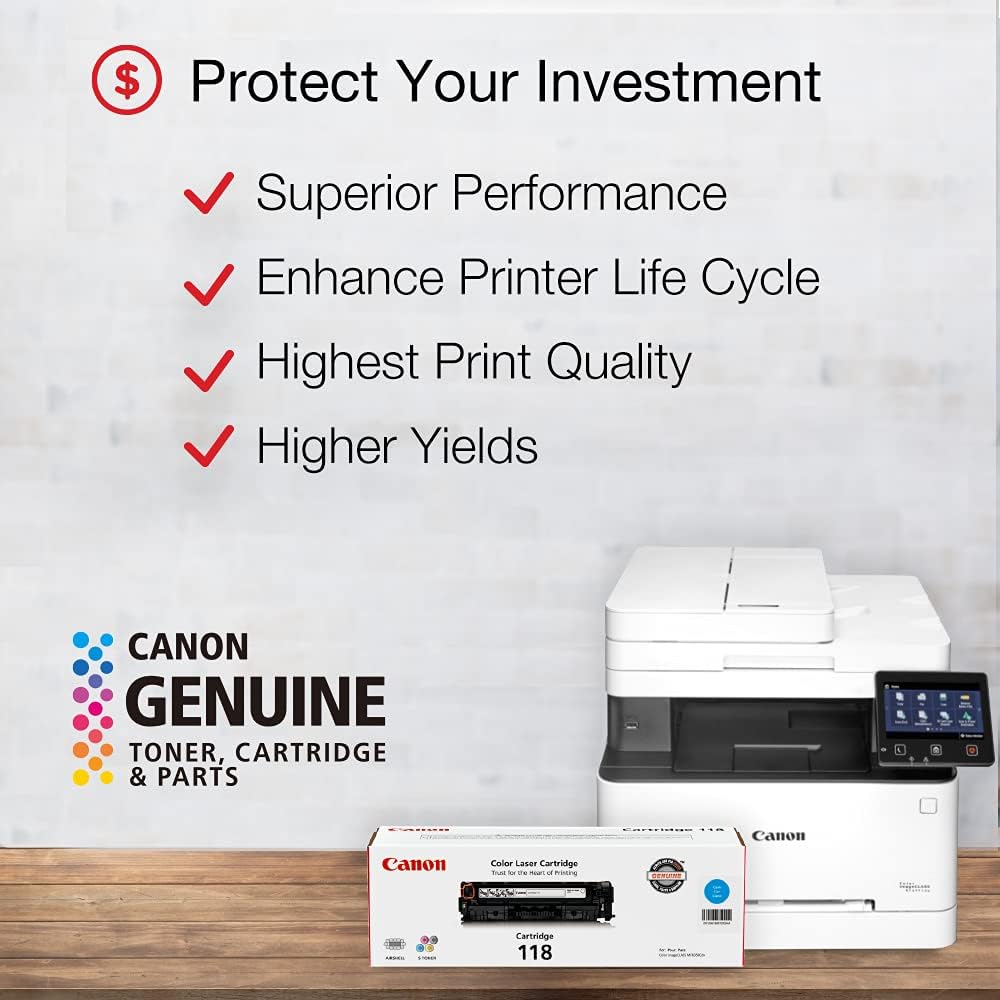Canon Genuine Toner Bundle 118 (2660B015), 3 Pack (1 Each: Cyan, Magenta, Yellow), for Canon Color imageCLASS MF8350Cdn, MF8380Cdw, MF8580Cdw, MF729Cdw, MF726Cdw, LBP7200Cdn, LBP7660Cdn Laser Printers : Office Products