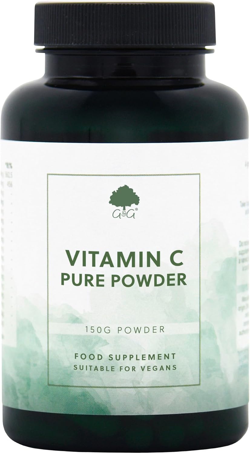 Pure Vitamin C Powder - Ascorbic Acid - 150g Unflavoured Powder - 5 Month Supply - Non-GMO, Made in the UK - G&G Vitamins