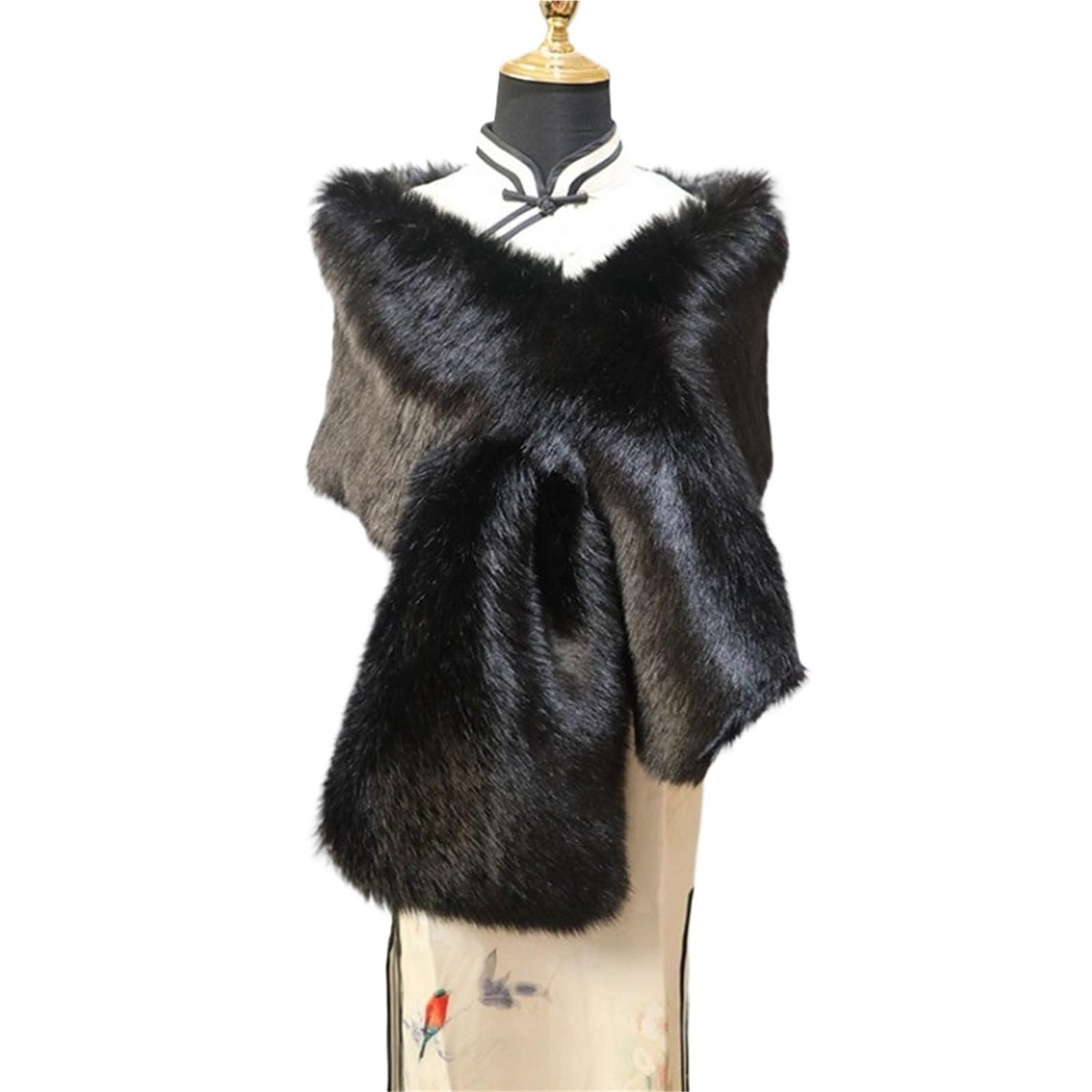 Vestido de Novia Chal Mujeres Capas de Piel champán Boda Estola de Piel Chaqueta Nupcial Fiesta Formal para Novia(Style24)