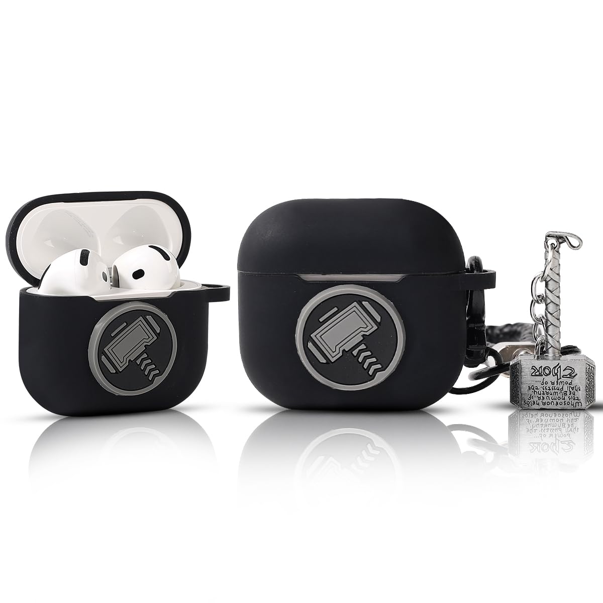 LEWOTE Compatible with Apple Airpods 4 Case Protective Funny Cute Cartoon Cover with Doll Keychain (Hammer)