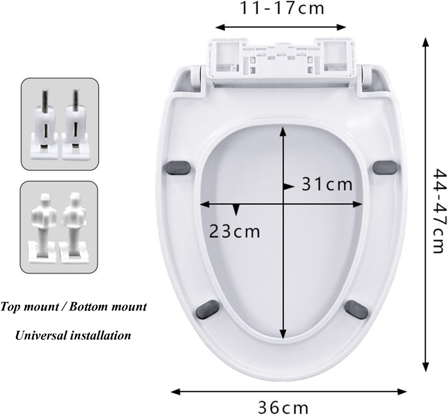 Elongated Toilet Seat with Build in Potty Training Seat, Plastic Toilet Seats with Quietly Closed and Quick Release Hinges, Easy to Install Also Easy to Clean, White
