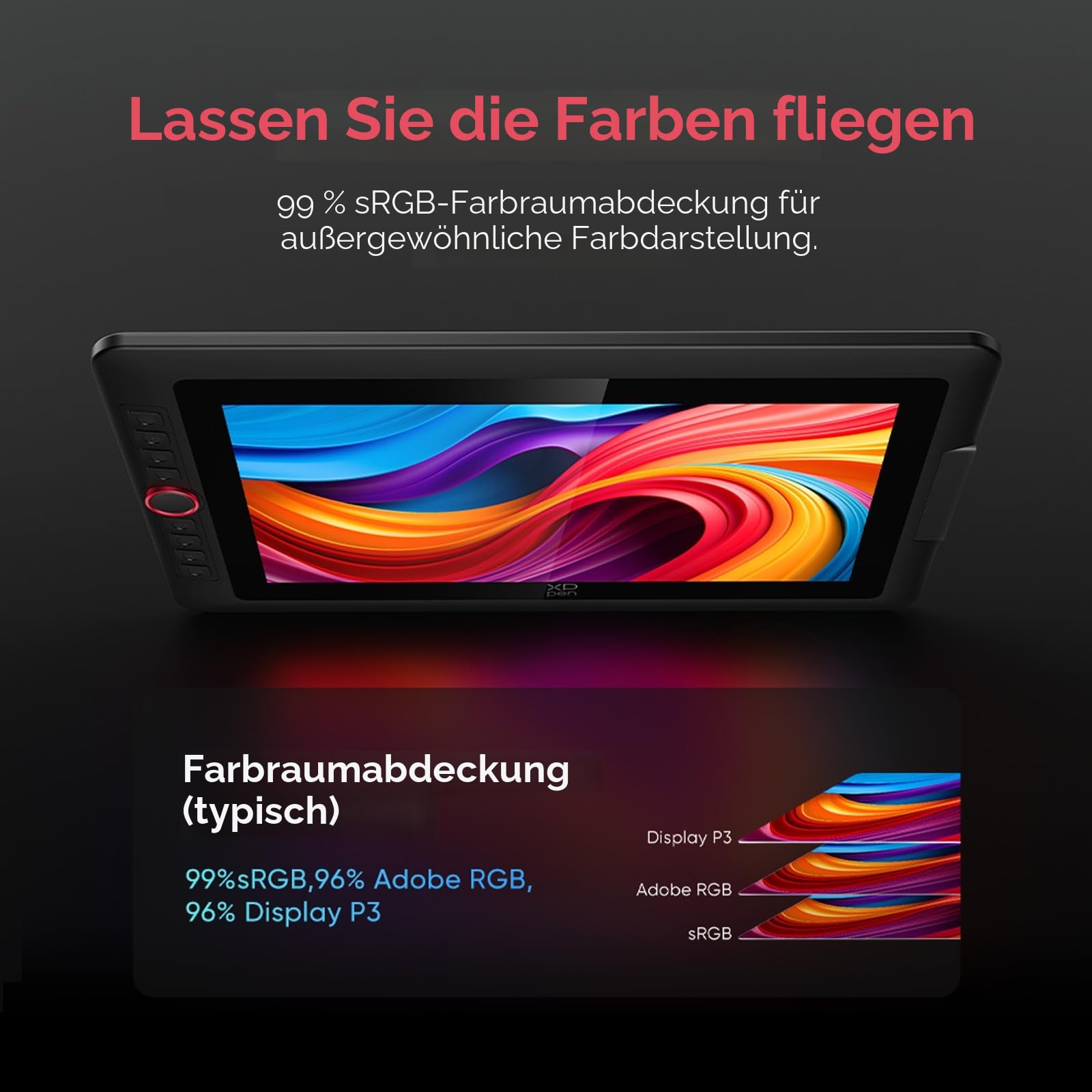 XPPen Artist 15.6 Pro V2 Grafiktablett mit Bildschirm, 16384 Druckstufen, 15,6 Zoll tragbares Grafikdisplay, 8 Shortcut-Tasten, kompatibel mit Windows Chrome OS