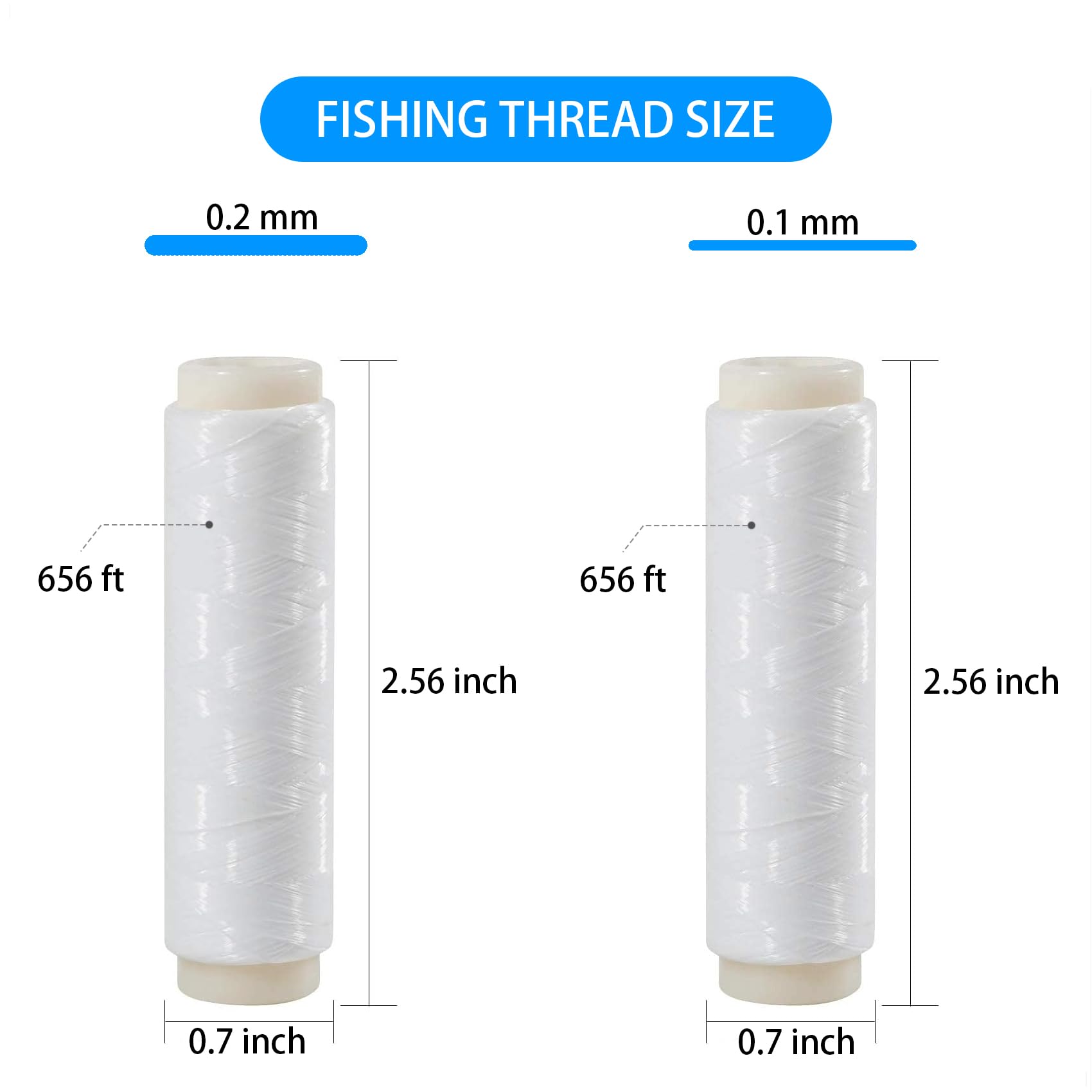 WHTCHSU Fishing Thread Nylon Elastic Invisible Magic Fishing Line Bait Thread 0.1/0.2 mm Length 656 Feet Per Spool Stretchy Line Clear String
