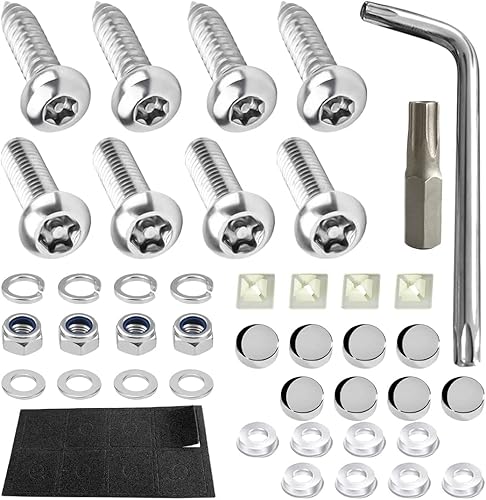 Kit de tornillos antirrobo para matrícula, accesorios de montaje de acero inoxidable para marcos de placas de automóvil, tapas de pernos de cabeza